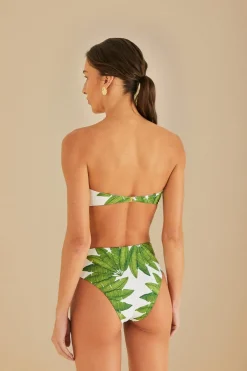 FARM Rio Bikinis|Hauts Courts<Haut de bikini bandeau blanc cassé Palm Fan