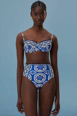 FARM Rio Bikinis|Hauts Courts<Haut de bikini bleu Tile Dream