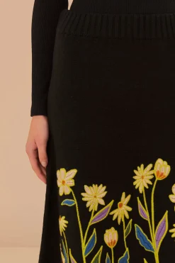 FARM Rio  Jupes<Jupe en tricot brodée Black Farm Rio Flowers