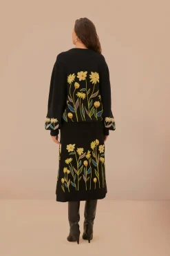 FARM Rio Jupes<Jupe en tricot brodée Black Farm Rio Flowers