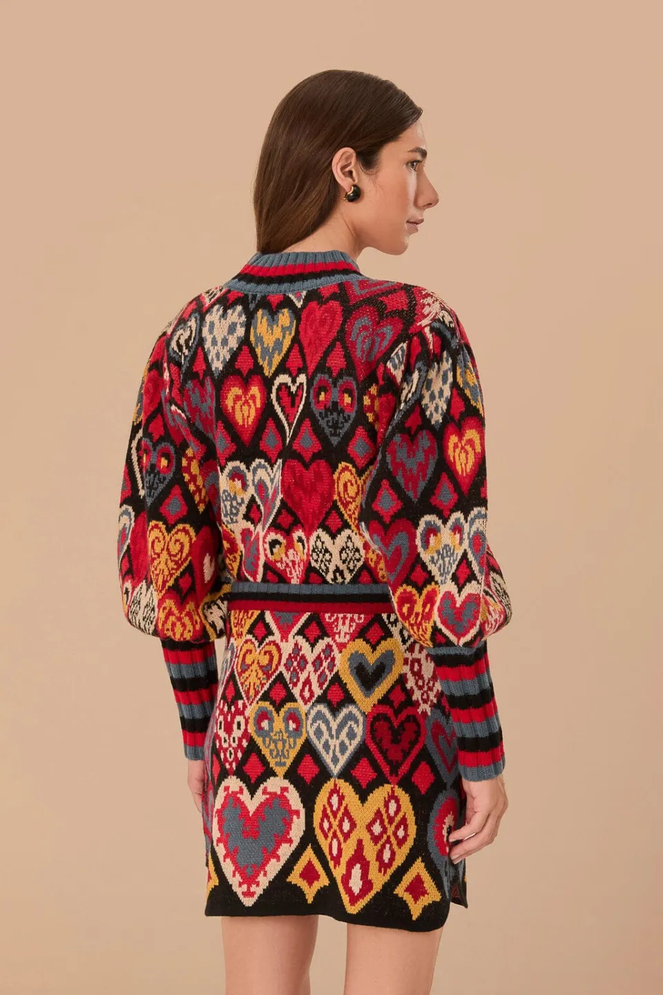 FARM Rio Jupes<Jupe en tricot ikat à coeurs noirs