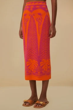 FARM Rio Jupes<Jupe en tricot rose Macaw Elegance