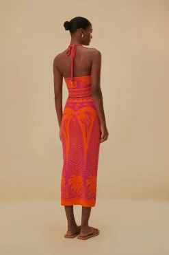 FARM Rio Jupes<Jupe en tricot rose Macaw Elegance
