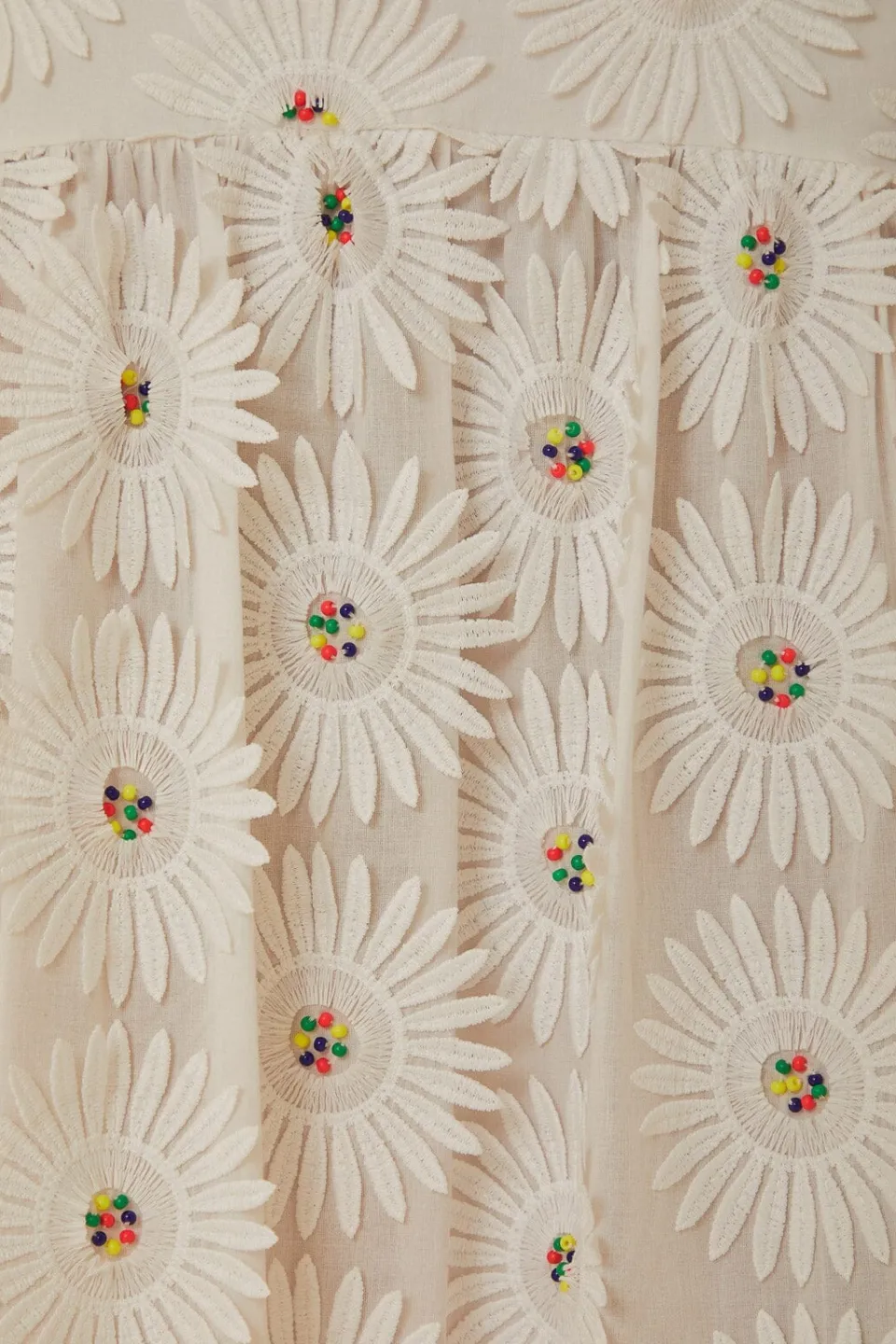 FARM Rio Jupes<Jupe longue blanche brodée de fleurs 3D Daisy