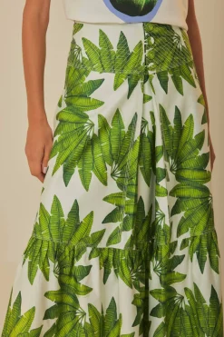FARM Rio Jupes<Jupe longue en coton biologique Off-White Palm Fan