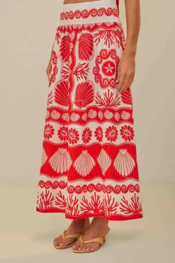 FARM Rio  Jupes<Jupe longue rouge Ainika Shell LENZING™ ECOVERO™ Euroflax™