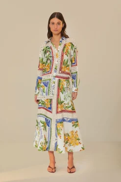 FARM Rio  Jupes<Jupe midi blanc cassé Destination tropicale LENZING™ ECOVERO™ Euroflax