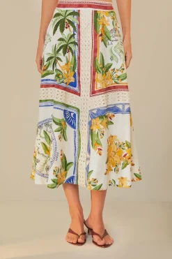 FARM Rio  Jupes<Jupe midi blanc cassé Destination tropicale LENZING™ ECOVERO™ Euroflax