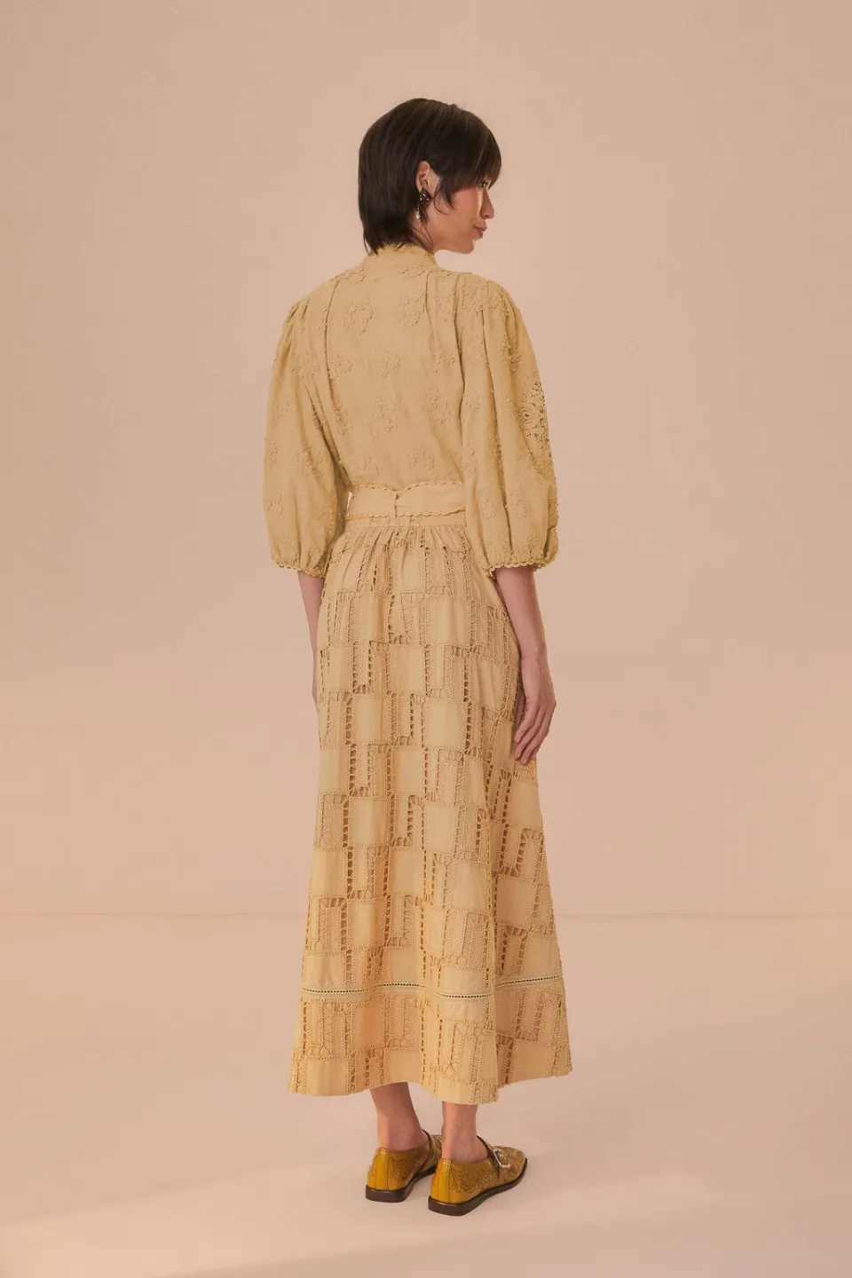 FARM Rio Jupes<Jupe midi en crochet sable