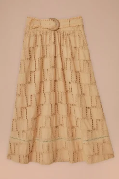 FARM Rio Jupes<Jupe midi en crochet sable