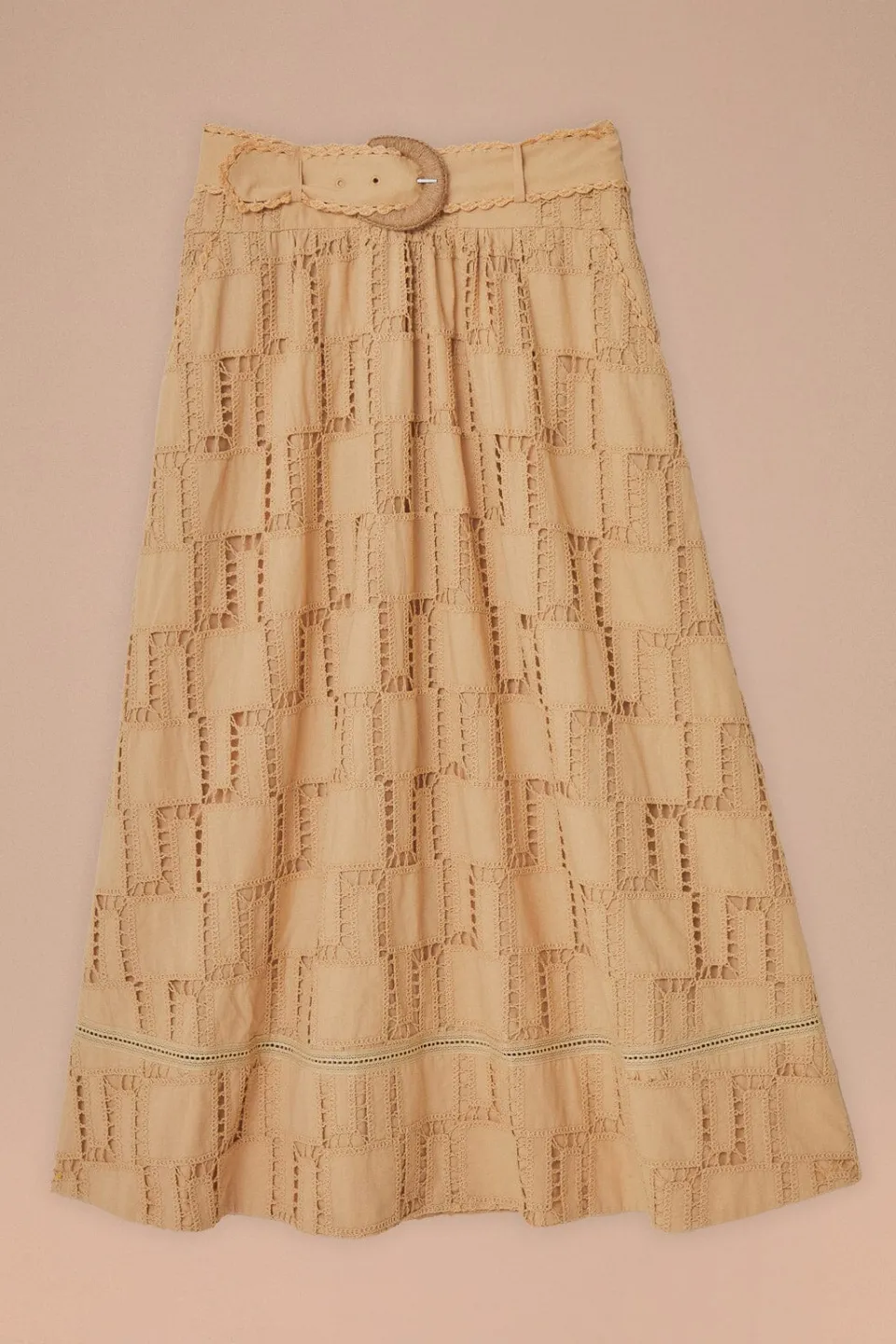 FARM Rio Jupes<Jupe midi en crochet sable