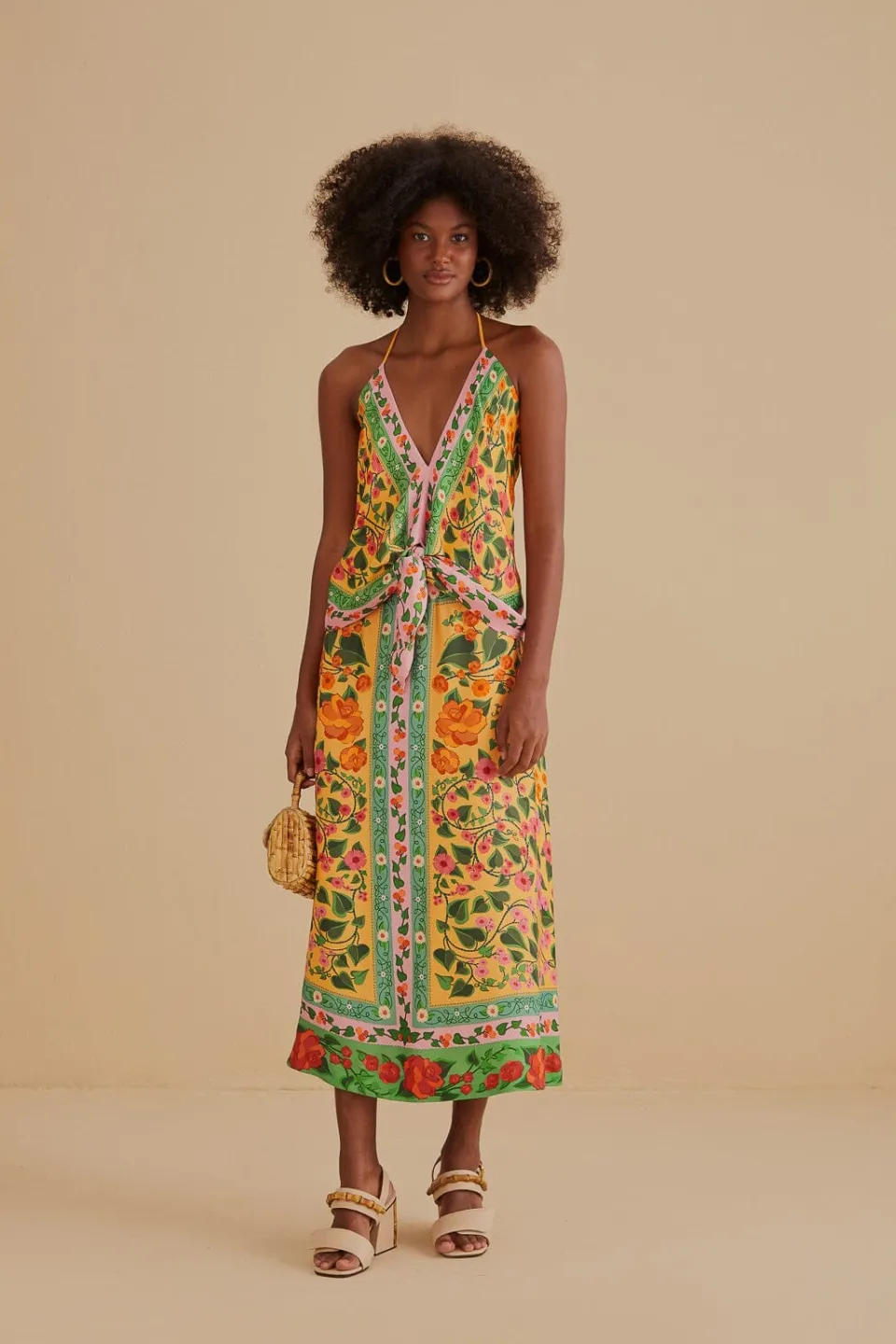 FARM Rio Jupes<Jupe midi jaune clair Heart Ivy
