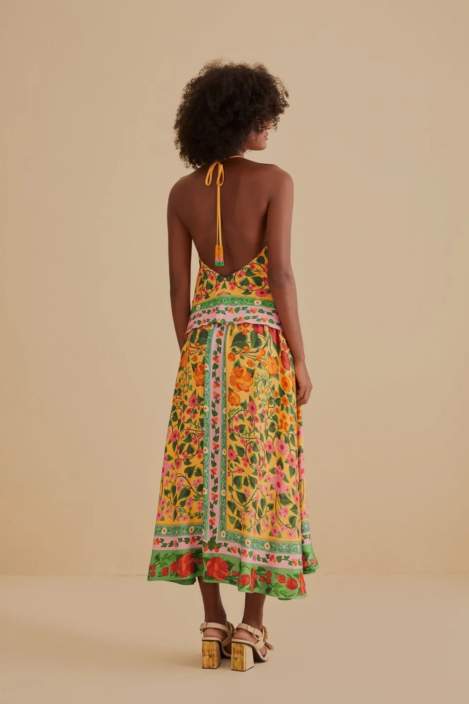 FARM Rio Jupes<Jupe midi jaune clair Heart Ivy