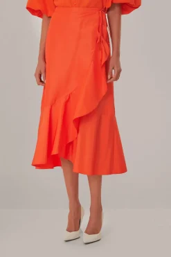 FARM Rio  Jupes<Jupe midi orange vif
