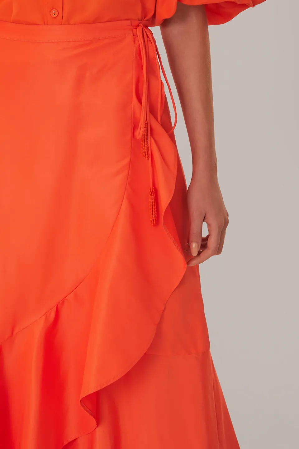 FARM Rio Jupes<Jupe midi orange vif