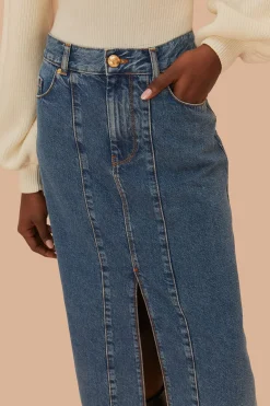 FARM Rio Jupes<Jupe mi-longue taille basse en jean