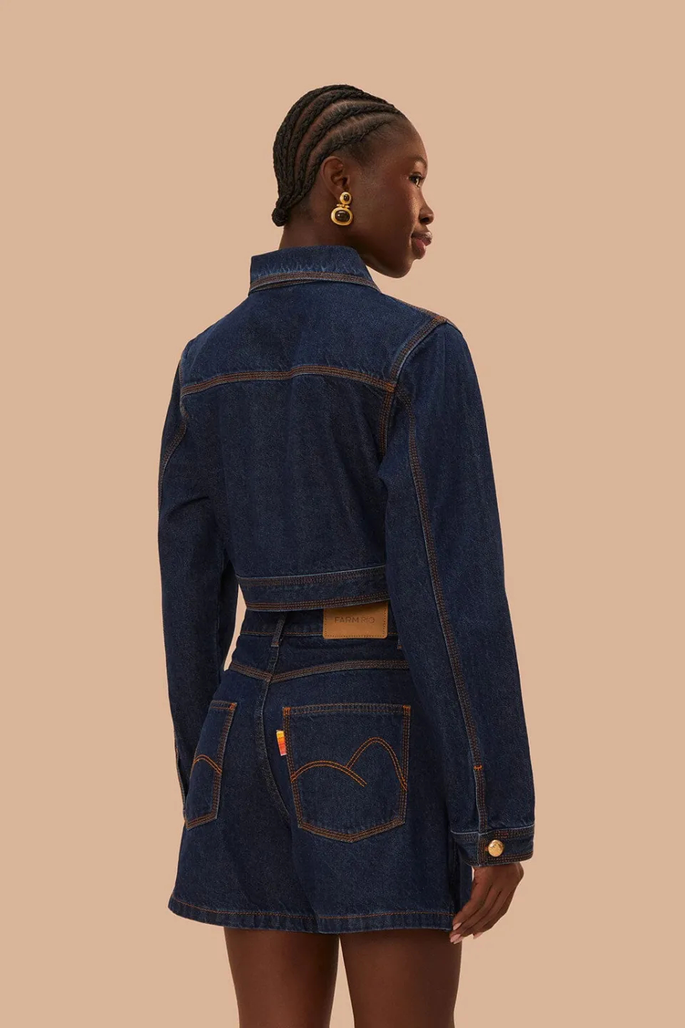 FARM Rio Jupes<Jupe taille haute en denim foncé