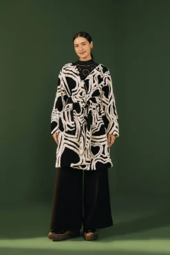 FARM Rio Manteaux<Manteau polaire Wild Hearts noir et blanc