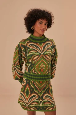 FARM Rio  Jupes<Mini-jupe en tricot ikat à imprimé pinnaple vert