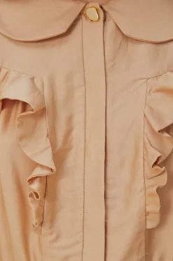 FARM Rio Robes Courtes<Mini-robe beige à manches courtes