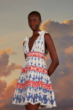 FARM Rio Robes Courtes<Mini-robe blanc cassé à motifs de poissons