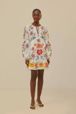 FARM Rio Robes Courtes<Mini-robe blanc cassé insectes fleuris