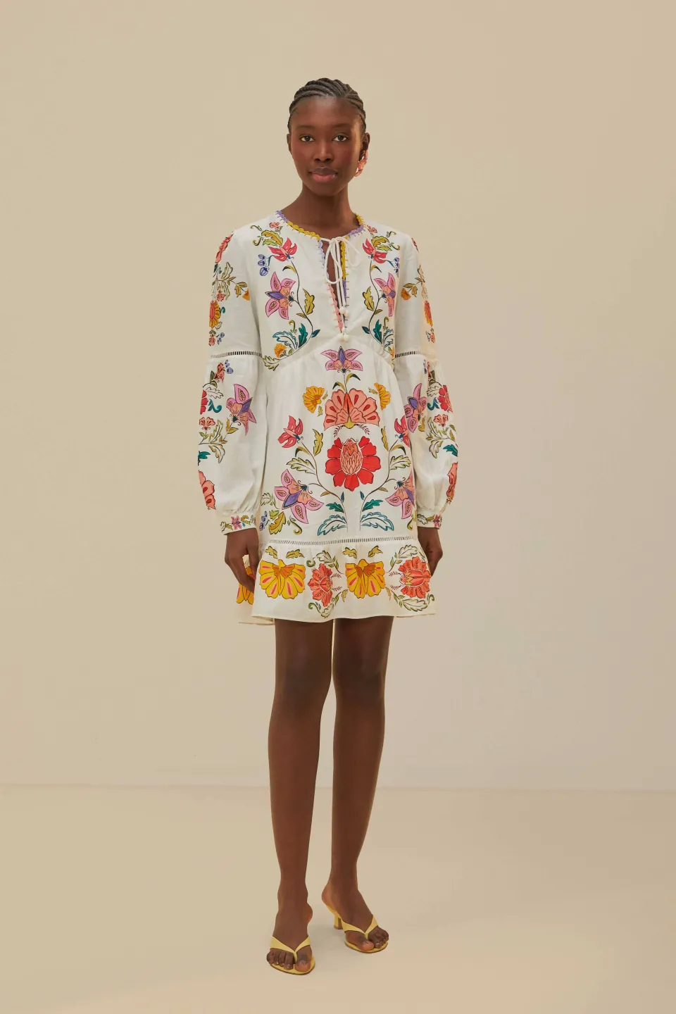 FARM Rio Robes Courtes<Mini-robe blanc cassé insectes fleuris