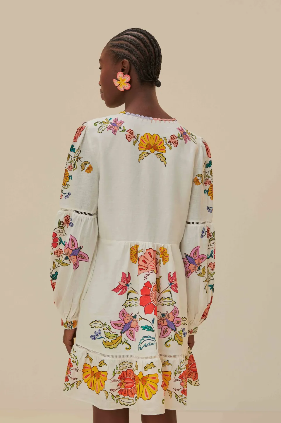 FARM Rio Robes Courtes<Mini-robe blanc cassé insectes fleuris