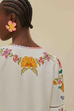 FARM Rio Robes Courtes<Mini-robe blanc cassé insectes fleuris