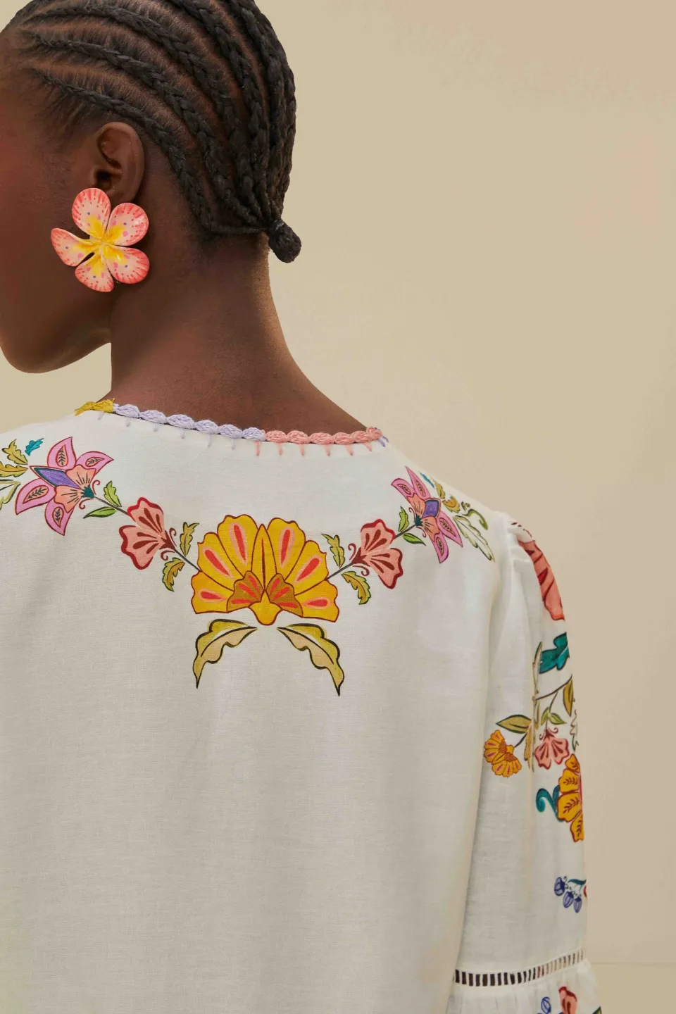 FARM Rio Robes Courtes<Mini-robe blanc cassé insectes fleuris