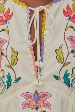 FARM Rio Robes Courtes<Mini-robe blanc cassé insectes fleuris