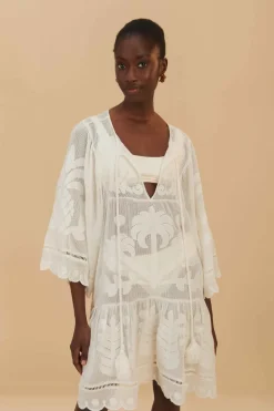 FARM Rio Robes Courtes<Mini-robe blanche à découpes en palmier