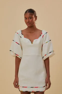 FARM Rio Robes Courtes<Mini-robe blanche à rayures colorées Euroflax™