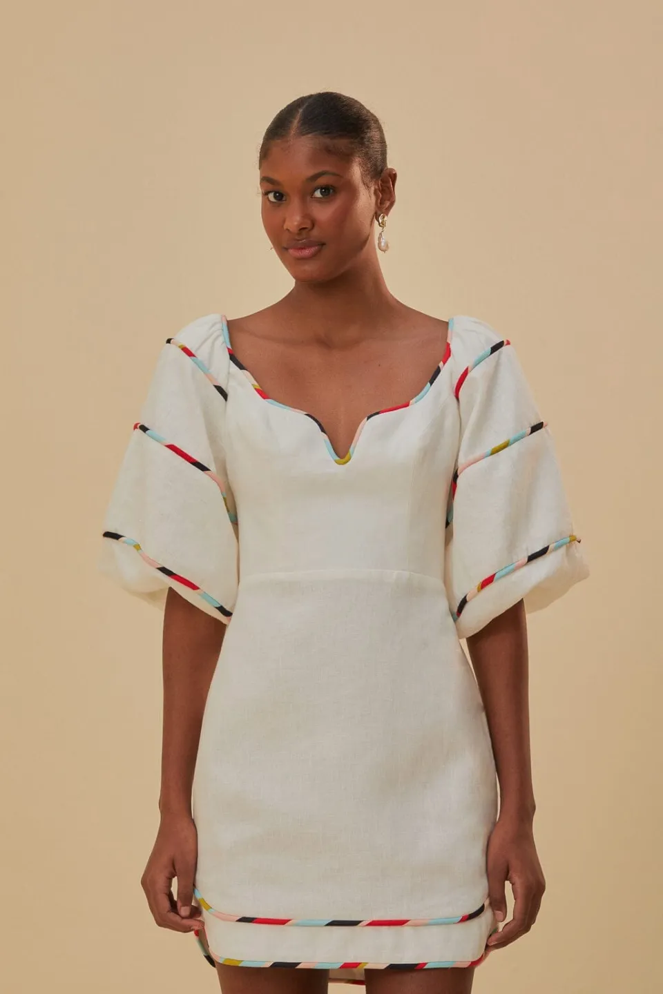 FARM Rio Robes Courtes<Mini-robe blanche à rayures colorées Euroflax™