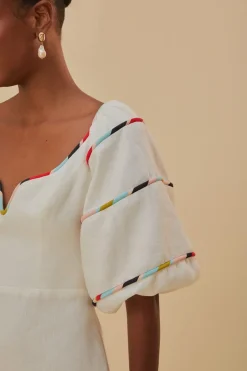 FARM Rio  Robes Courtes<Mini-robe blanche à rayures colorées Euroflax™