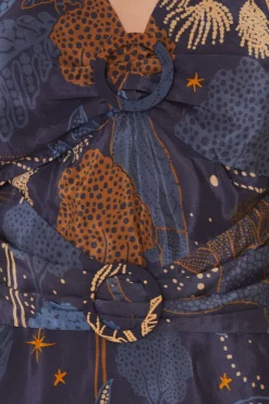 FARM Rio Robes Courtes<Mini-robe bleu marine Night Jungle