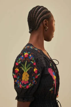 FARM Rio Robes Courtes<Mini-robe brodée noire