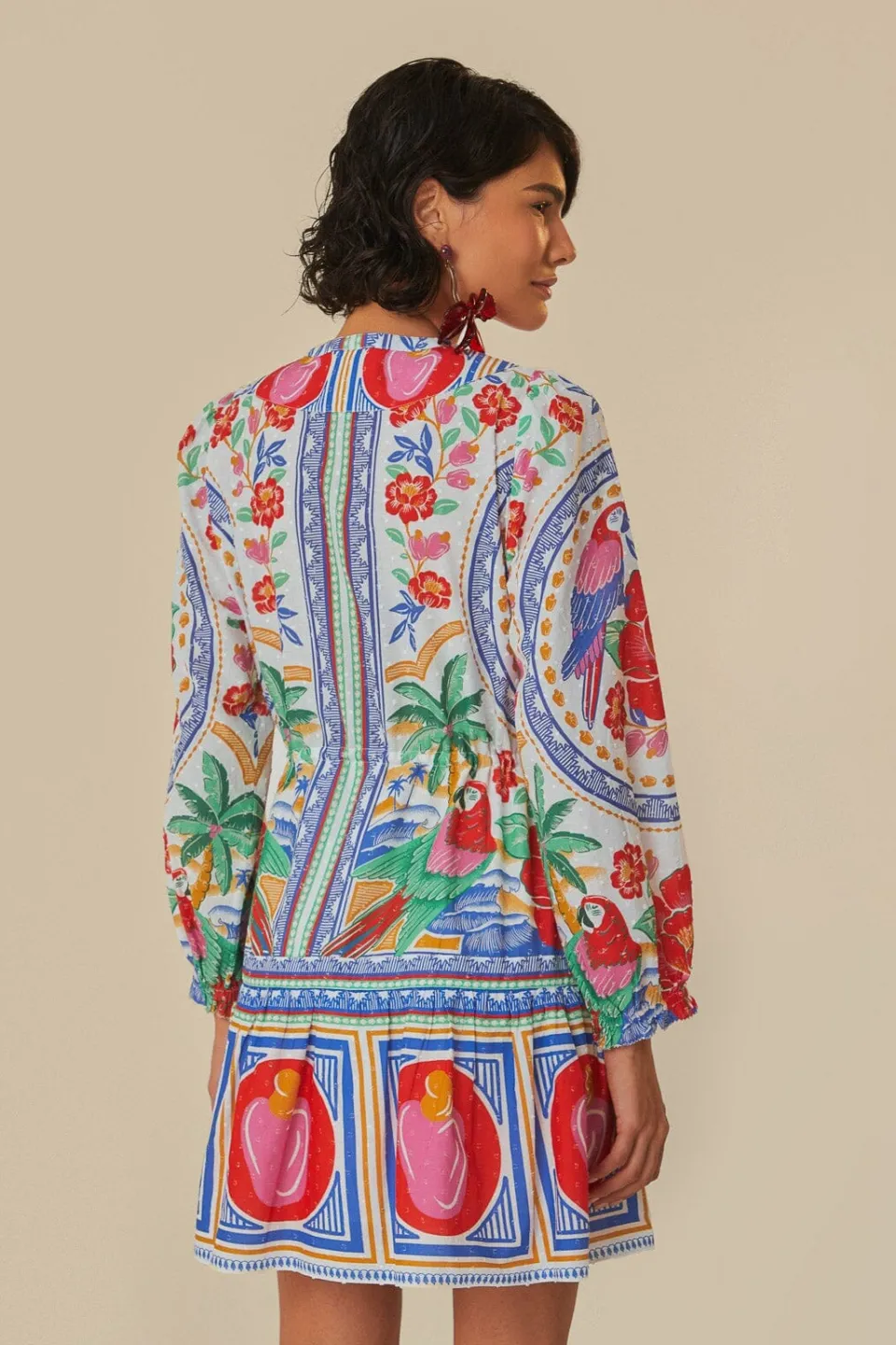 FARM Rio Robes Courtes<Mini-robe de plage à fleurs blanc cassé
