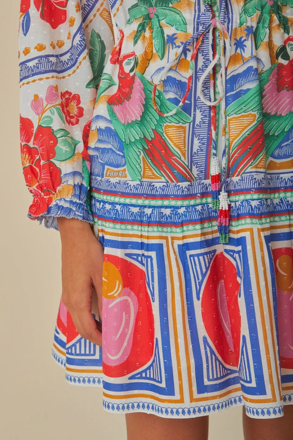 FARM Rio Robes Courtes<Mini-robe de plage à fleurs blanc cassé