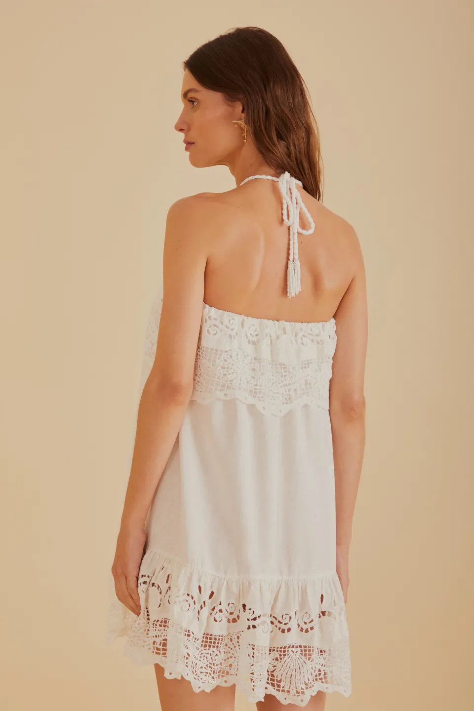 FARM Rio Robes Courtes<Mini-robe en lin de qualité supérieure Euroflax™ en guipure brodée bla
