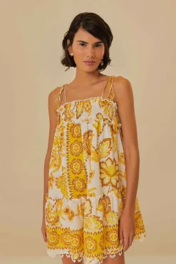 FARM Rio Robes Courtes<Mini-robe fleurie Aura blanc cassé