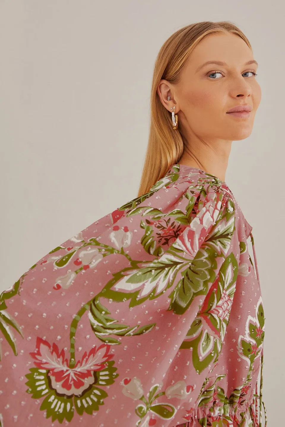 FARM Rio Robes Courtes<Mini-robe fleurie Aura rose tendre