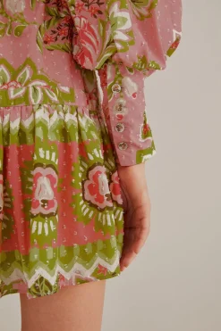 FARM Rio Robes Courtes<Mini-robe fleurie Aura rose tendre