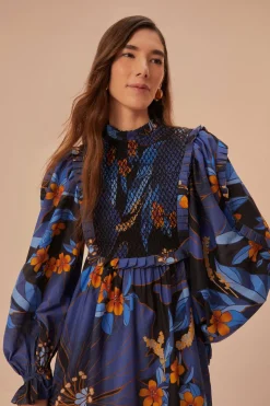 FARM Rio Robes Courtes<Mini-robe fleurie noire Pietra