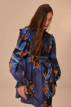 FARM Rio  Robes Courtes<Mini-robe fleurie noire Pietra