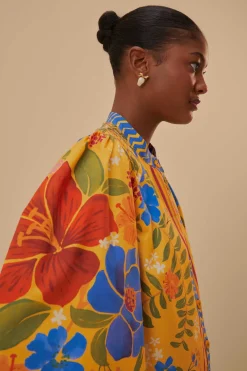 FARM Rio Robes Courtes<Mini-robe jaune fleurie Yard