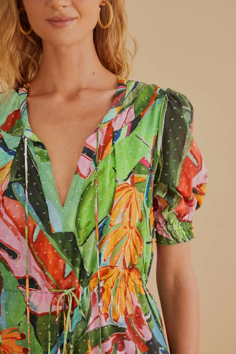 FARM Rio Robes Courtes<Mini-robe multicolore à manches courtes et feuillage de banane