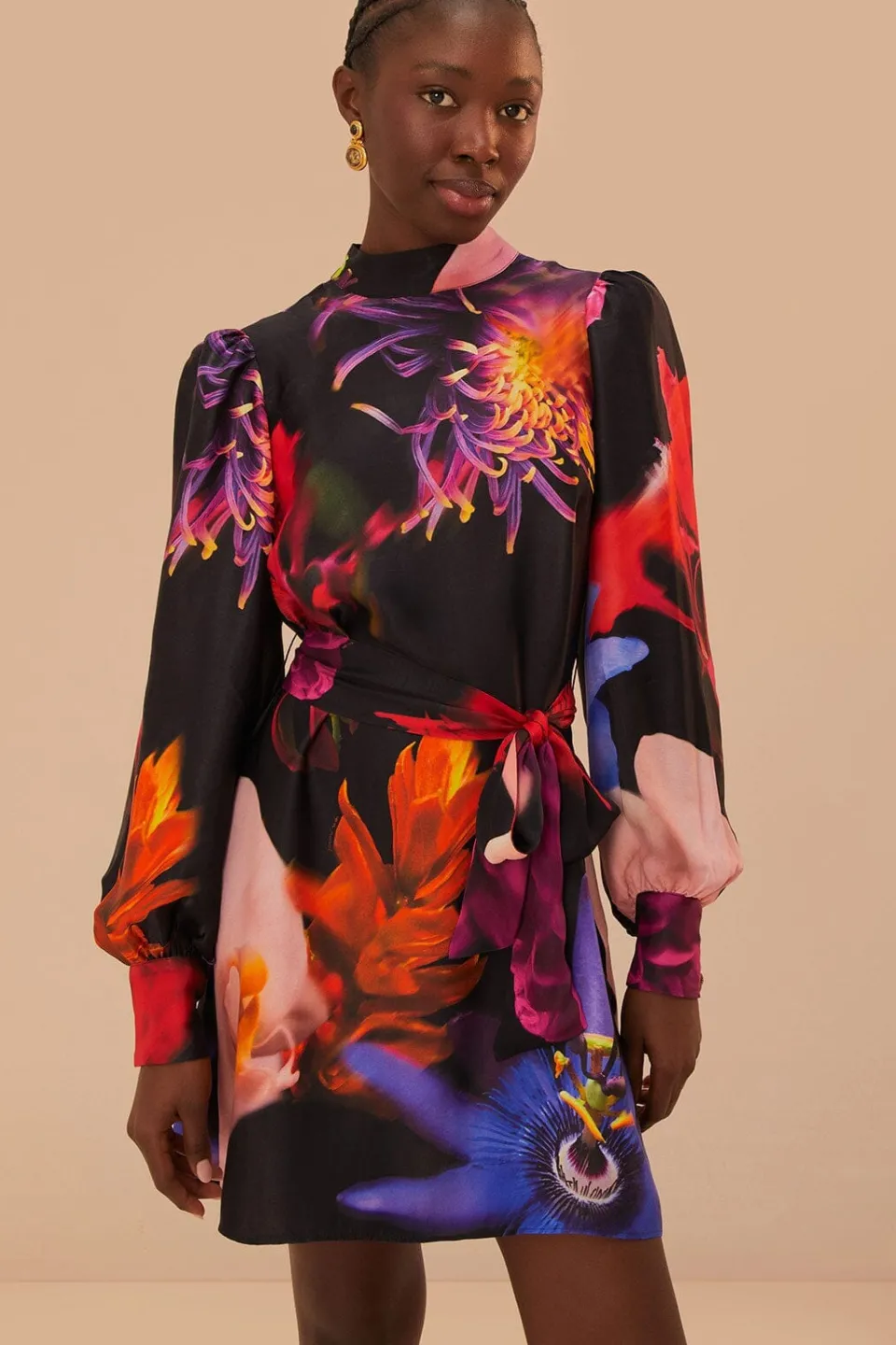 FARM Rio Robes Courtes<Mini-robe noire à fleurs floues