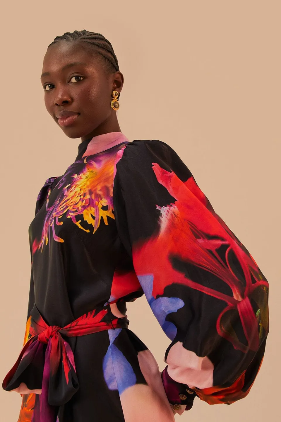 FARM Rio Robes Courtes<Mini-robe noire à fleurs floues