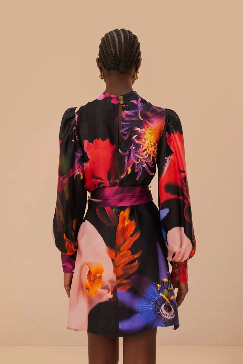 FARM Rio Robes Courtes<Mini-robe noire à fleurs floues